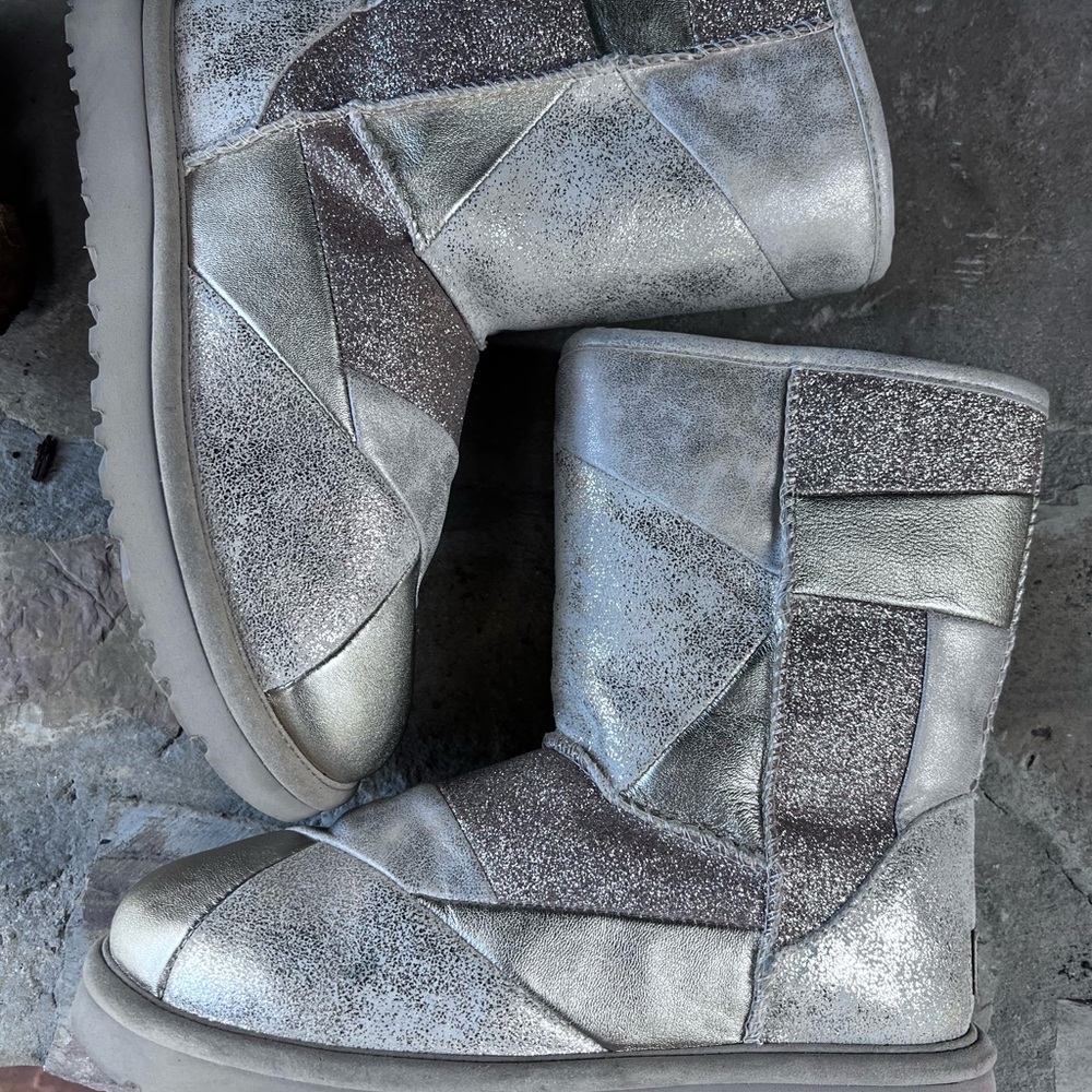 Ugg Boots Patchwork Silver Gold Glitter Elmira Bo… - image 3